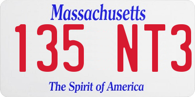 MA license plate 135NT3