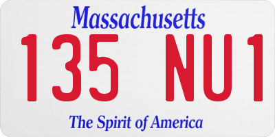 MA license plate 135NU1