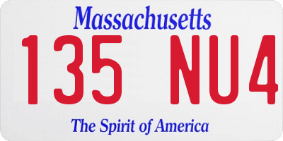MA license plate 135NU4