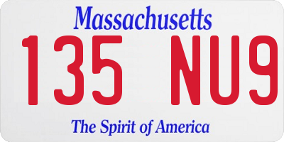 MA license plate 135NU9