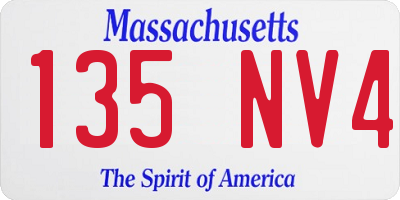 MA license plate 135NV4