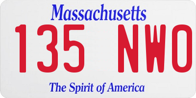 MA license plate 135NW0