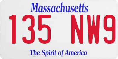 MA license plate 135NW9