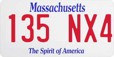 MA license plate 135NX4
