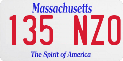 MA license plate 135NZ0