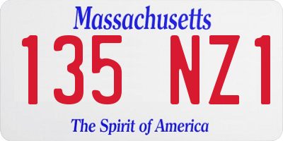 MA license plate 135NZ1