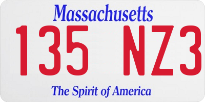 MA license plate 135NZ3