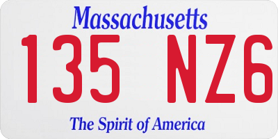 MA license plate 135NZ6