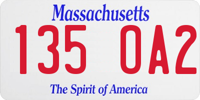 MA license plate 135OA2