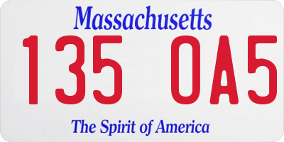 MA license plate 135OA5