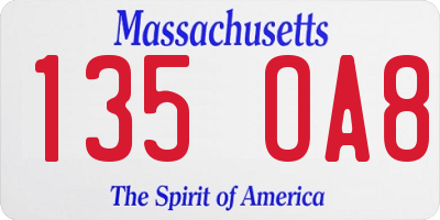 MA license plate 135OA8