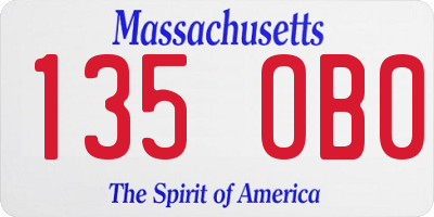 MA license plate 135OB0