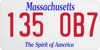 MA license plate 135OB7