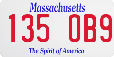 MA license plate 135OB9