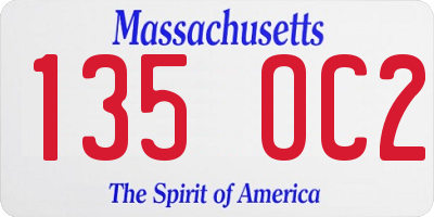 MA license plate 135OC2