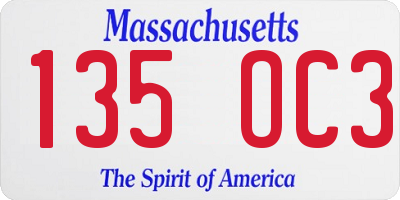 MA license plate 135OC3