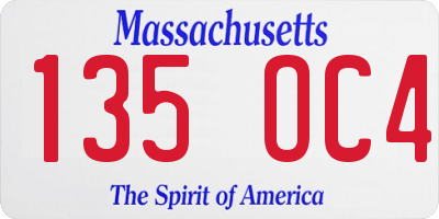 MA license plate 135OC4