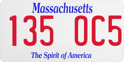 MA license plate 135OC5