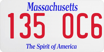 MA license plate 135OC6