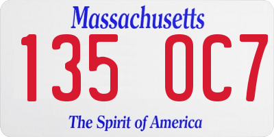 MA license plate 135OC7