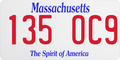 MA license plate 135OC9