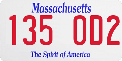 MA license plate 135OD2