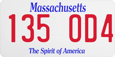 MA license plate 135OD4