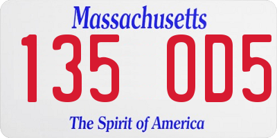 MA license plate 135OD5