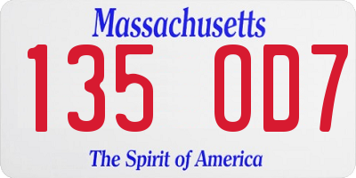 MA license plate 135OD7