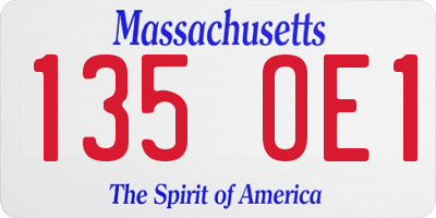 MA license plate 135OE1