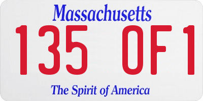 MA license plate 135OF1