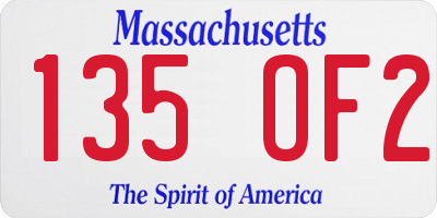 MA license plate 135OF2