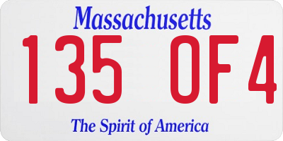 MA license plate 135OF4