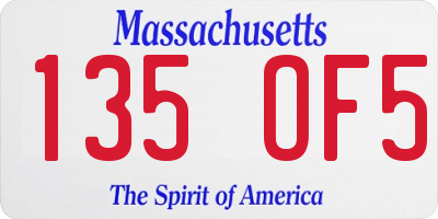 MA license plate 135OF5