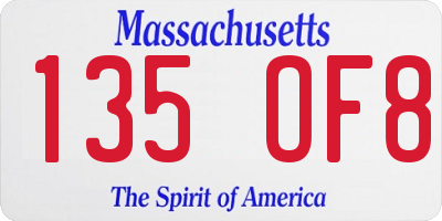 MA license plate 135OF8