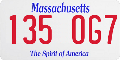 MA license plate 135OG7