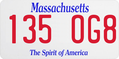 MA license plate 135OG8
