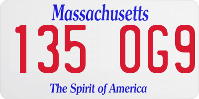MA license plate 135OG9