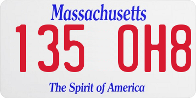 MA license plate 135OH8