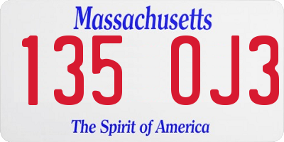 MA license plate 135OJ3