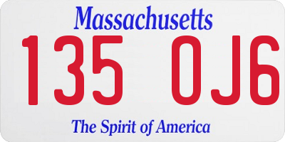 MA license plate 135OJ6