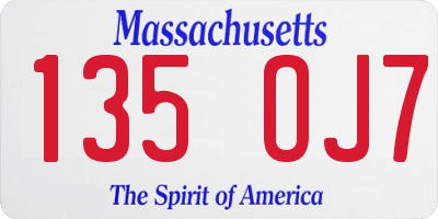 MA license plate 135OJ7