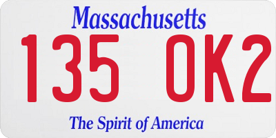 MA license plate 135OK2