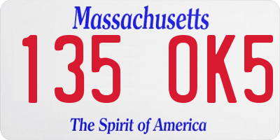 MA license plate 135OK5