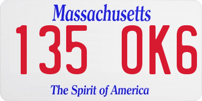 MA license plate 135OK6
