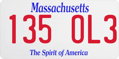 MA license plate 135OL3