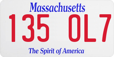 MA license plate 135OL7
