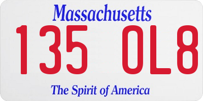 MA license plate 135OL8