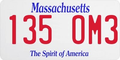 MA license plate 135OM3