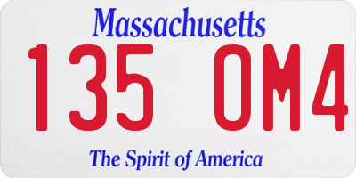 MA license plate 135OM4